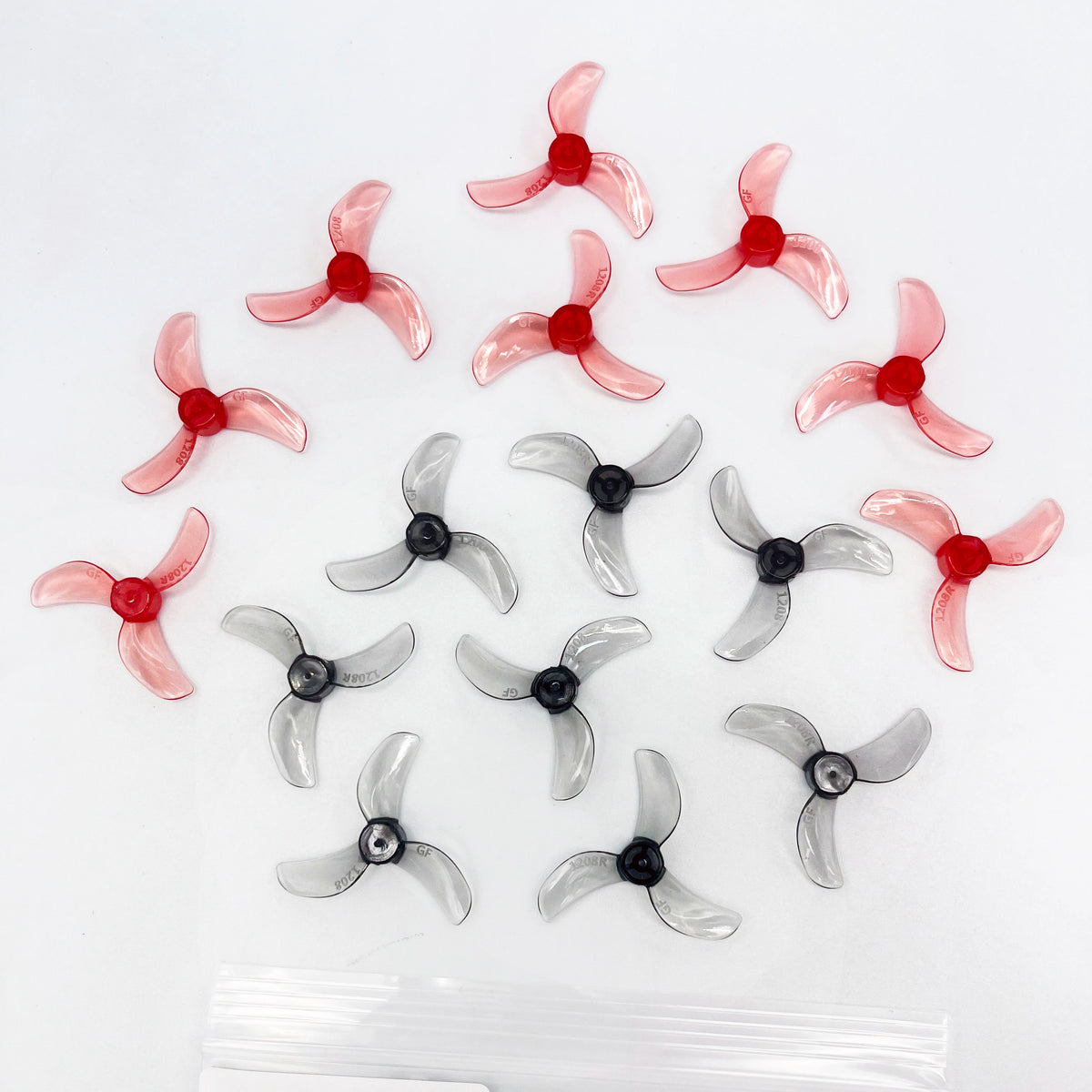 Gemfan 1208 31mm 3-Blade Propellers 8 Pairs for Tinywhoop - 8Pairs Gray 1mm