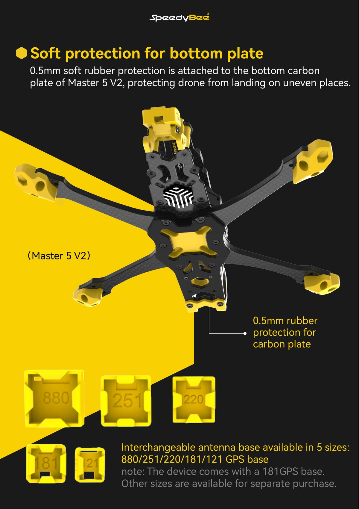 SpeedyBee Master 5 V2 Analog DJI O3 FPV Frame Kit - SB-M5V2-FRAME
