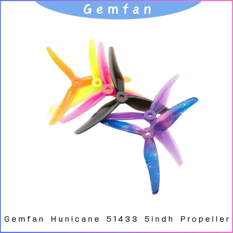 Gemfan Hurricane 51433 5.1x3.5x3 FPV Propellers 2 Pairs PC - 2 Pairs Black
