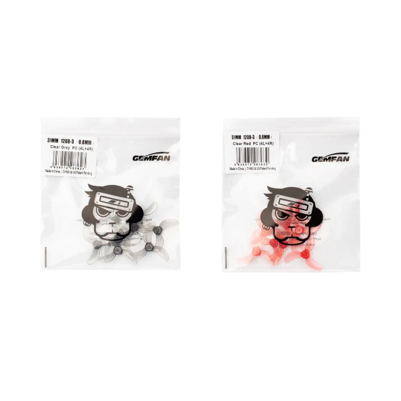 Gemfan 1208 31mm 3-Blade Propellers 8 Pairs for Tinywhoop - 8Pairs Gray 1mm