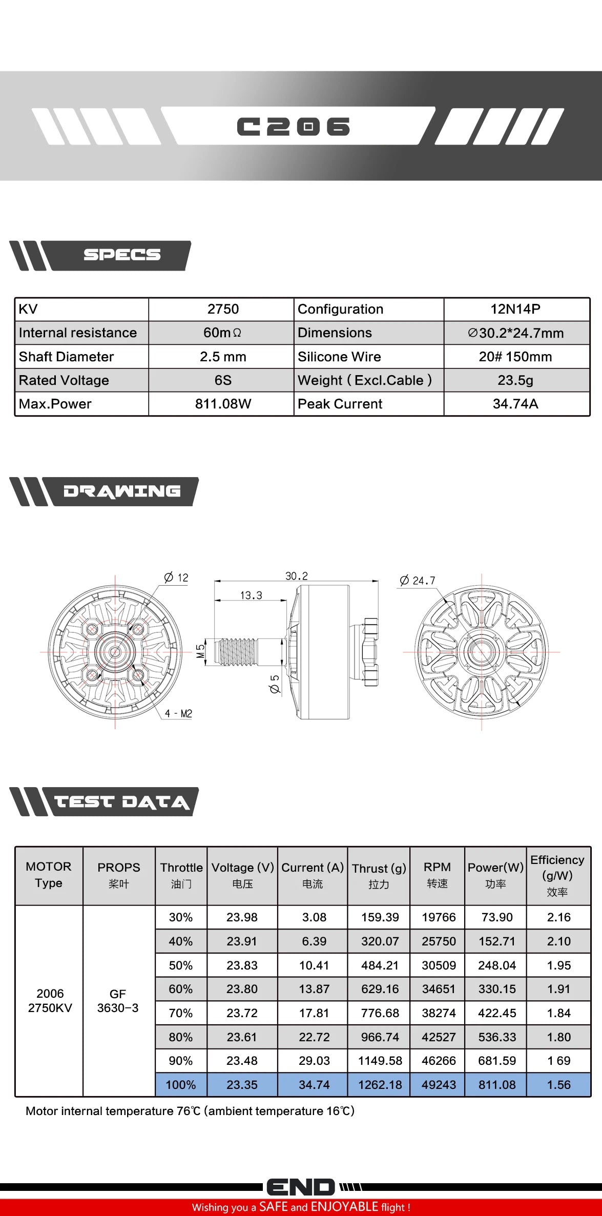 AxisFlying C206 2006 2750KV Brushless Motor