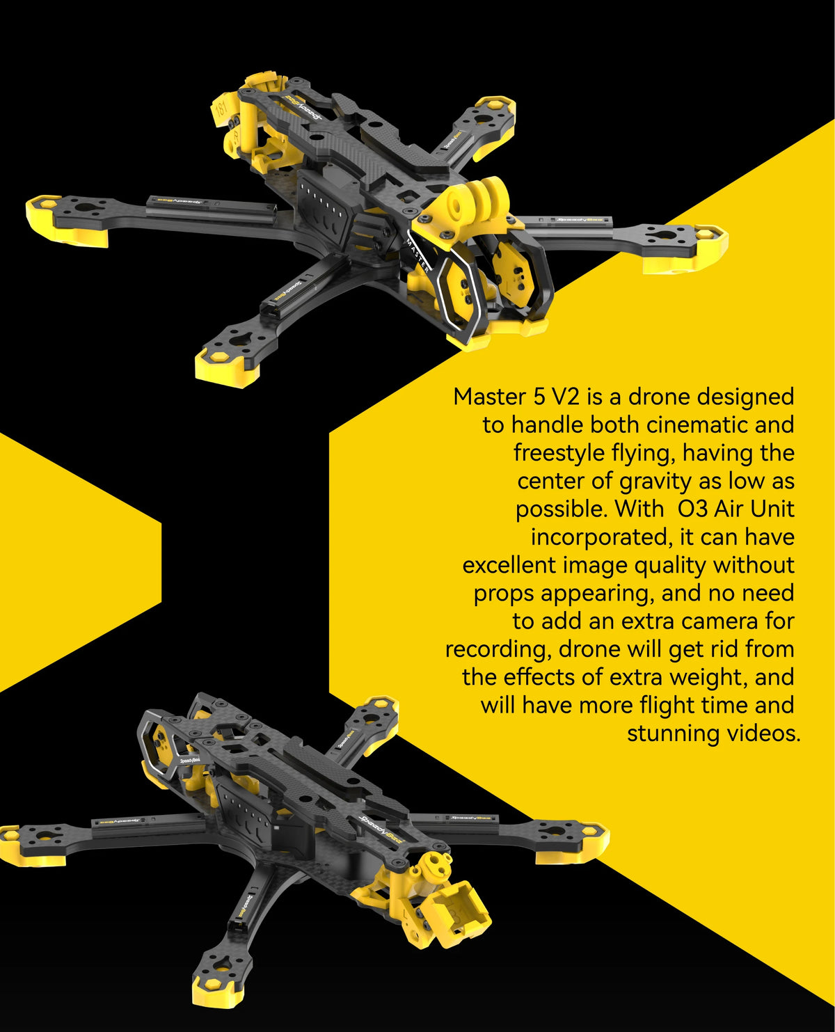 SpeedyBee Master 5 V2 Analog DJI O3 FPV Frame Kit - SB-M5V2-FRAME