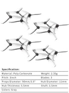HQProp D-T90MM 3-Blade Propeller - 2 PAIRS GRAY / CN
