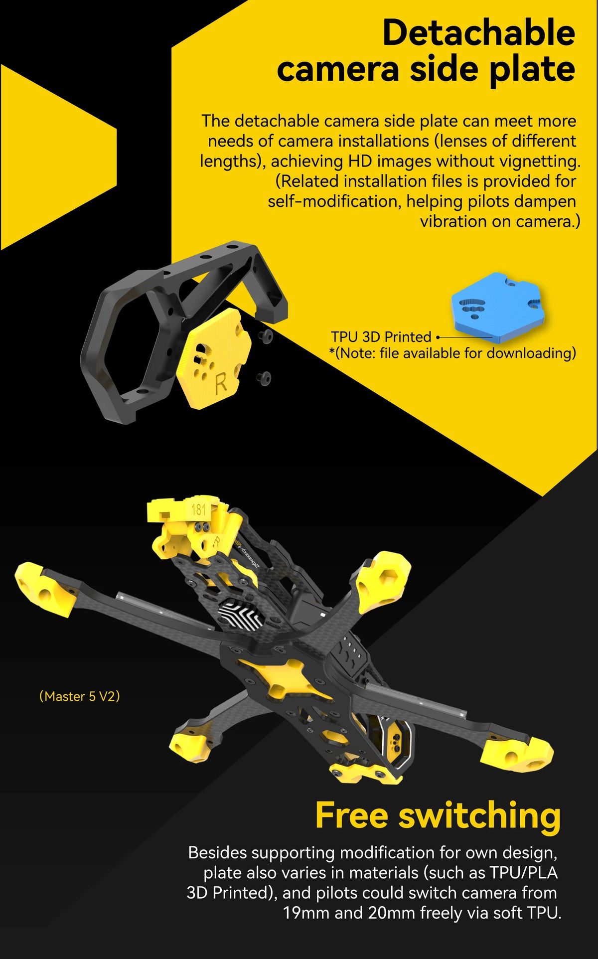 SpeedyBee Master 5 V2 Analog DJI O3 FPV Frame Kit - SB-M5V2-FRAME