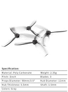 HQProp D-T90MM 3-Blade Propeller - 2 PAIRS GRAY / CN