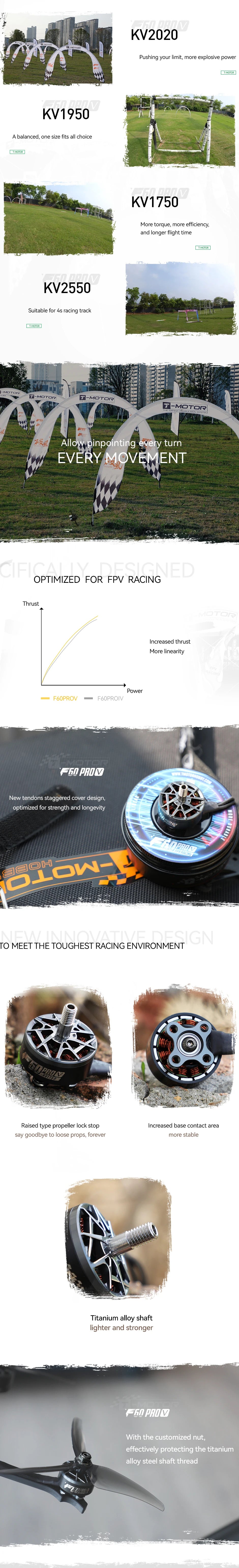 T-Motor F60 Pro V Brushless Motor for FPV Racing Drones - 4PCS KV1750 / China Mainland