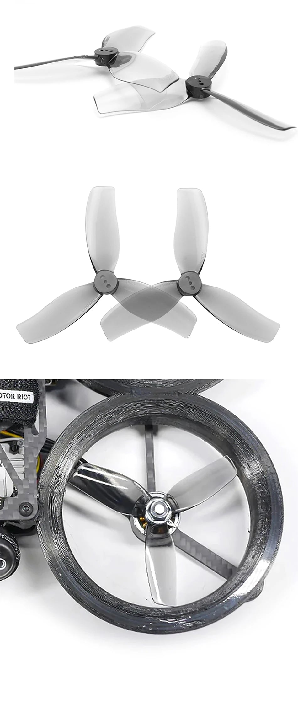 HQProp D-T90MM 3-Blade Propeller - 2 PAIRS GRAY / CN