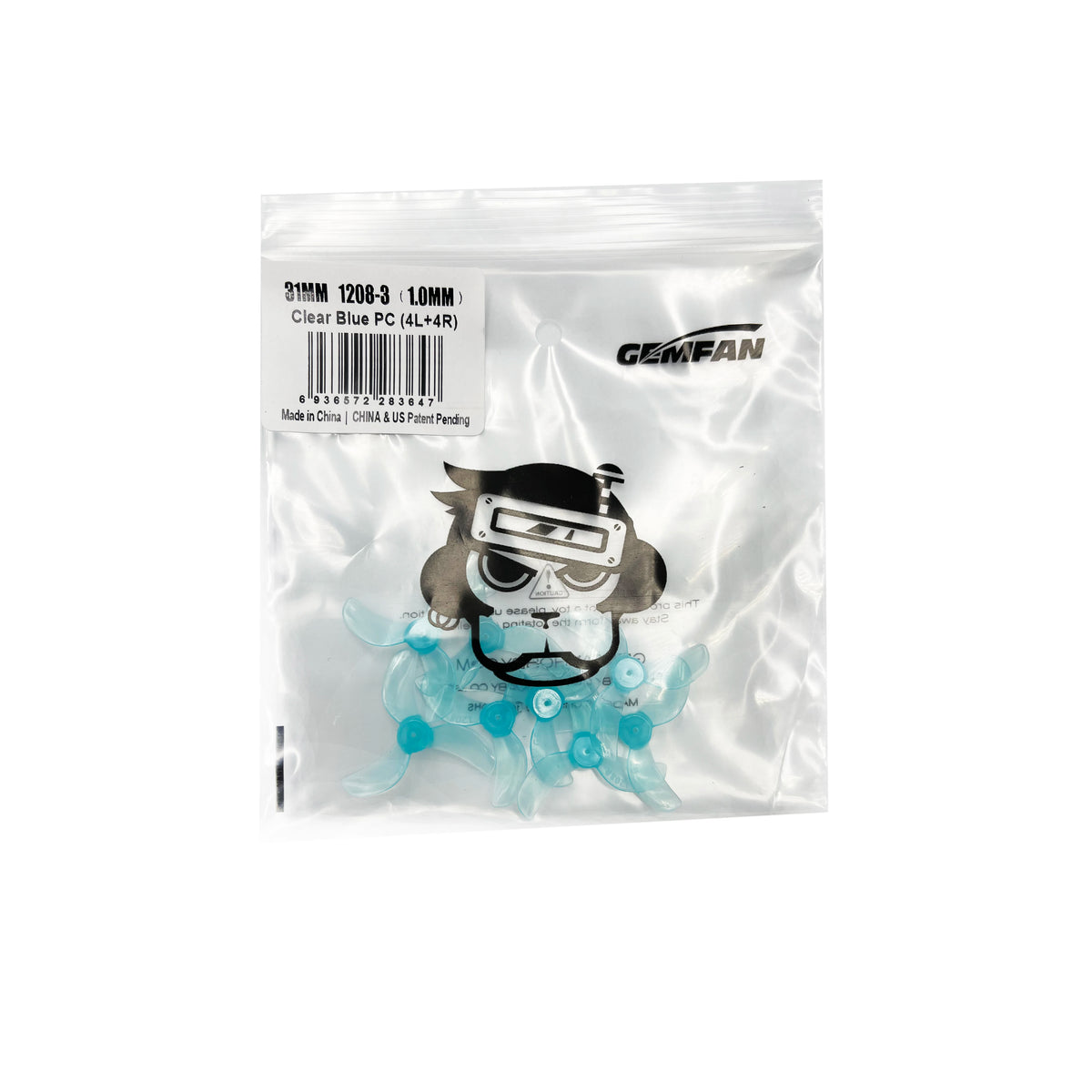 Gemfan 1208 31mm 3-Blade Propellers 8 Pairs for Tinywhoop - 8Pairs Gray 1mm