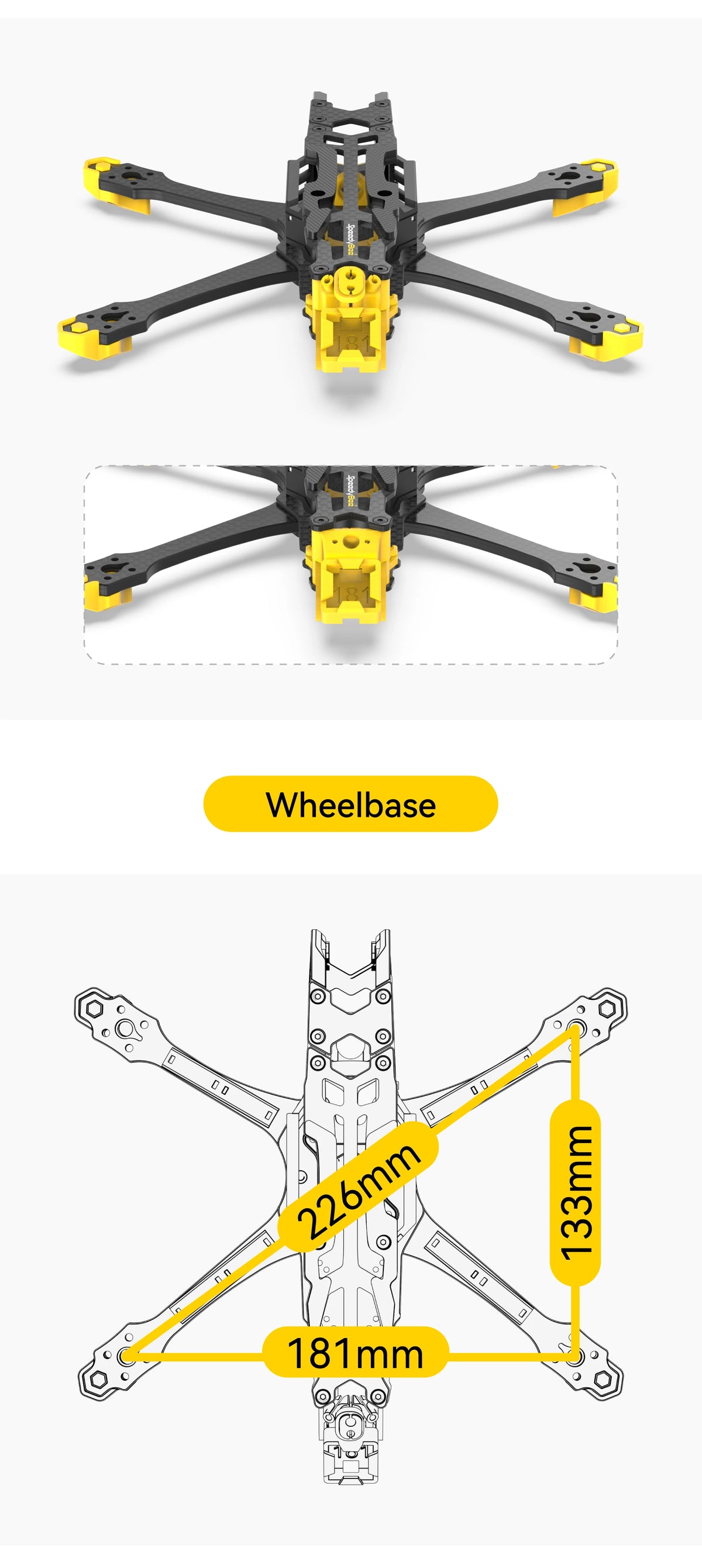 SpeedyBee Master 5 V2 Analog DJI O3 FPV Frame Kit - SB-M5V2-FRAME