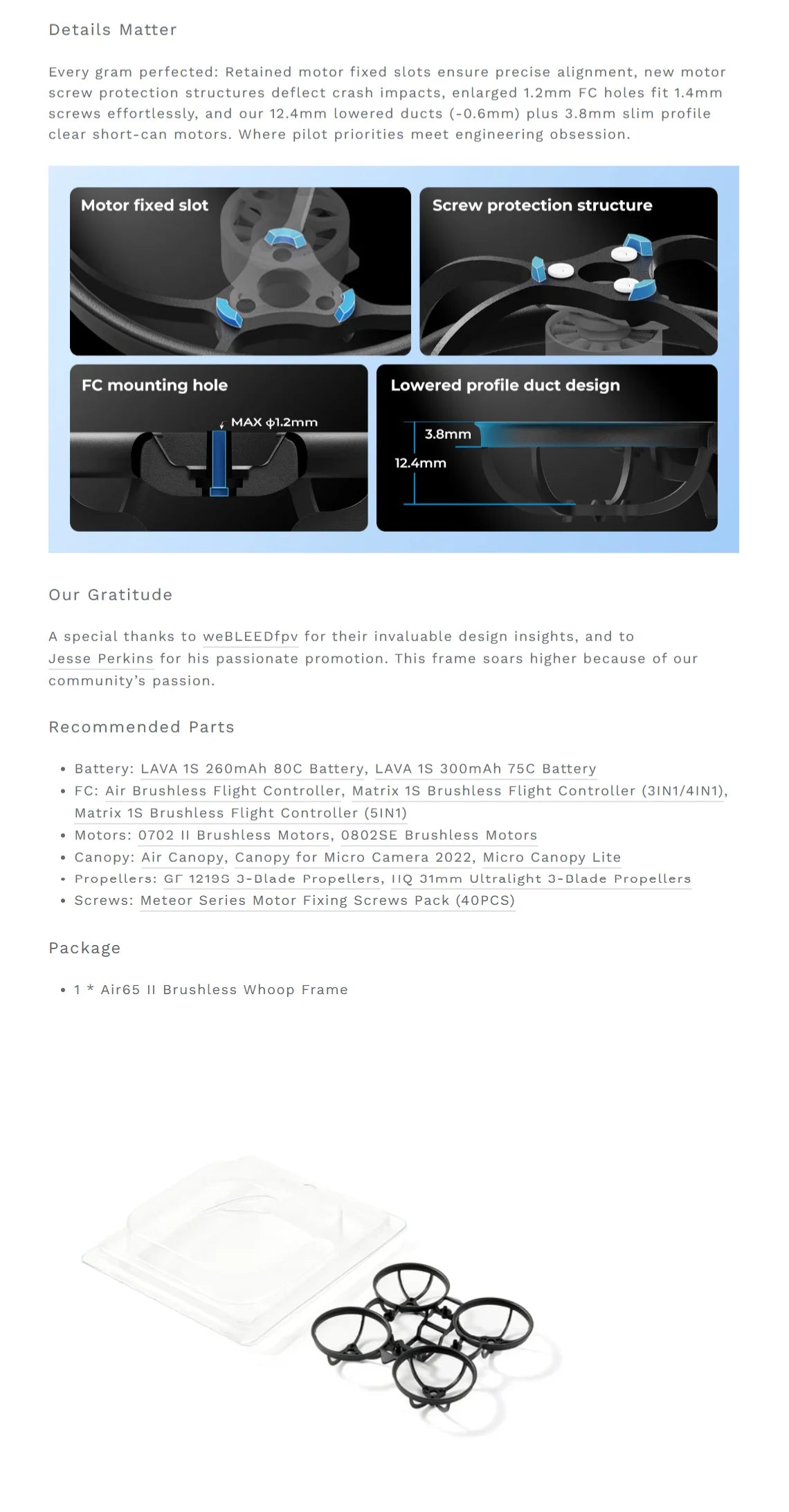 BETAFPV Air65 II Brushless Whoop Frame