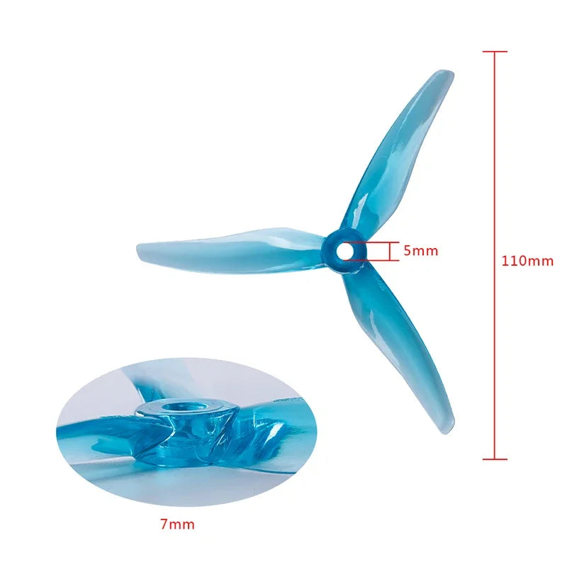 Gemfan Hurricane 51466 V2 5 Inch 3-Blade FPV Propellers CW CCW - 2pairs Gray V2