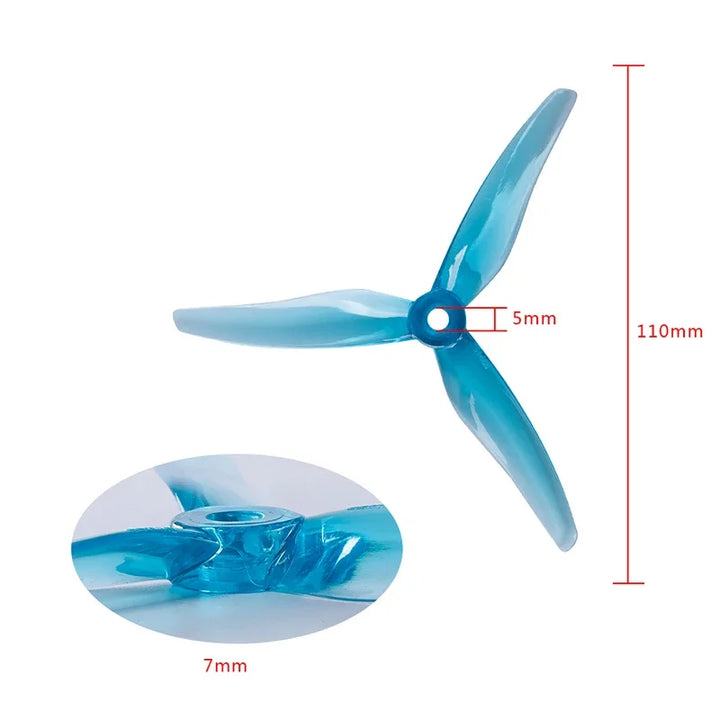 Gemfan Hurricane 51466 V2 5 Inch 3-Blade FPV Propellers CW CCW - 2pairs Gray V2