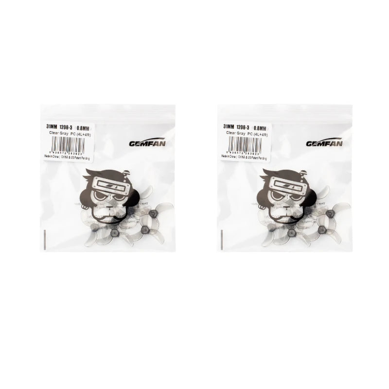 Gemfan 1208 31mm 3-Blade Propellers 8 Pairs for Tinywhoop - 8Pairs Gray 1mm