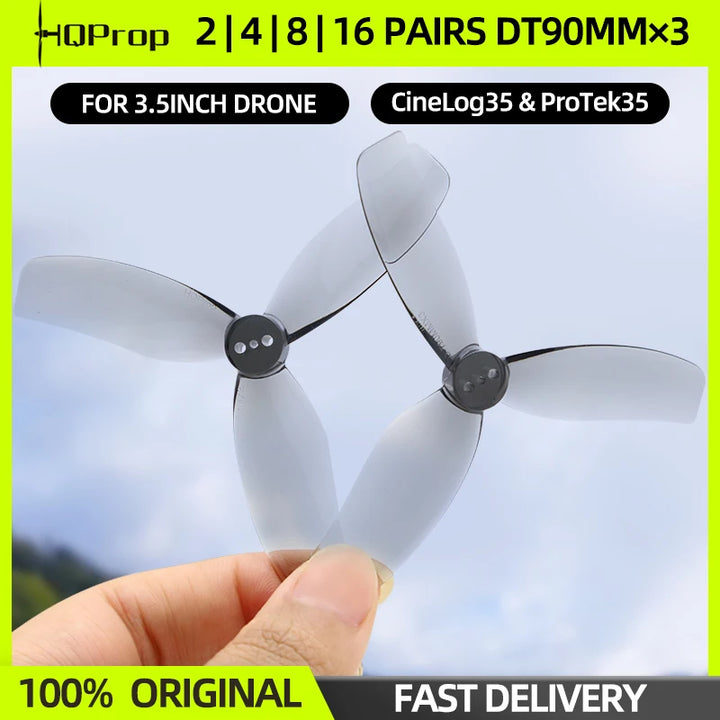HQProp D-T90MM 3-Blade Propeller - 2 PAIRS GRAY / CN